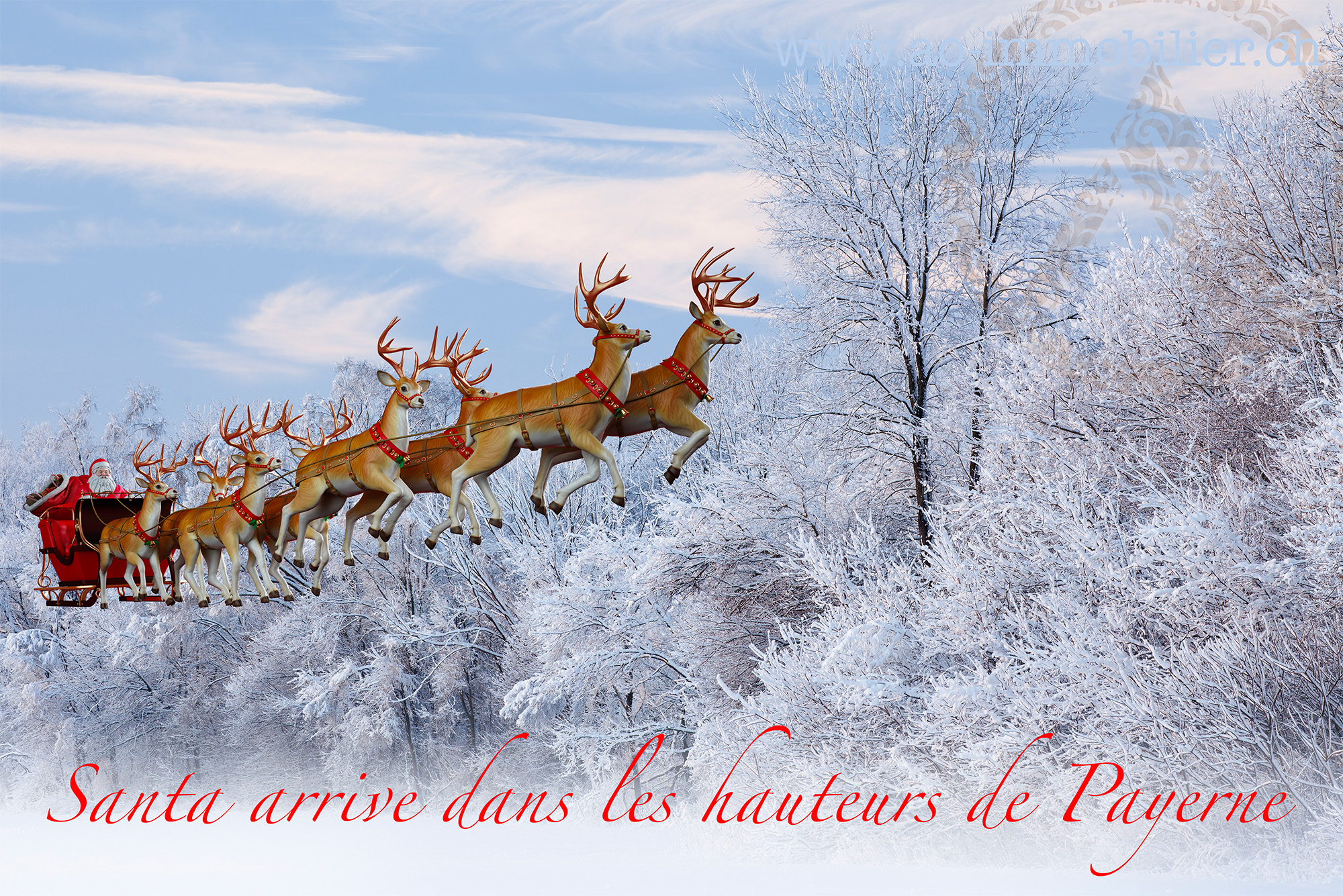 Santa arrive dans les hauteurs de Payerne