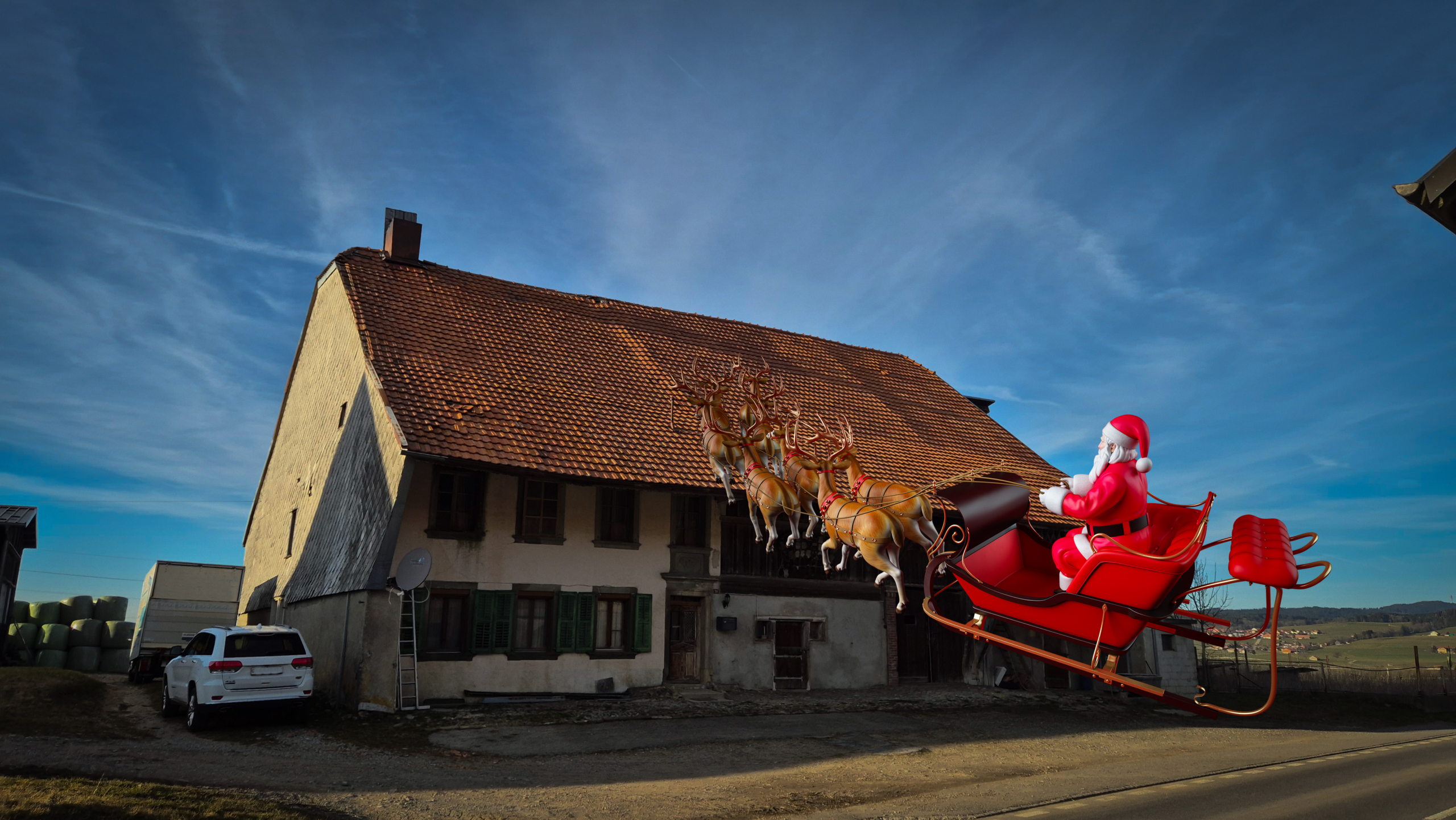 l'arrivée de Santa à Vaulruz