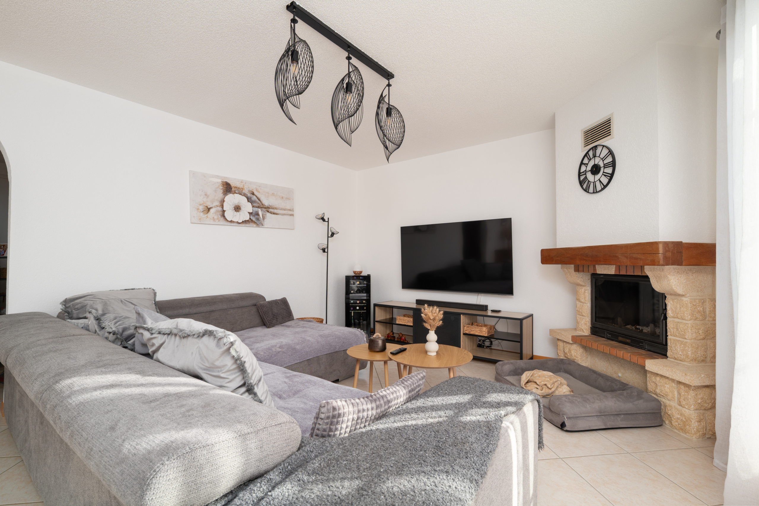 grand salon ouvert sur le jardin