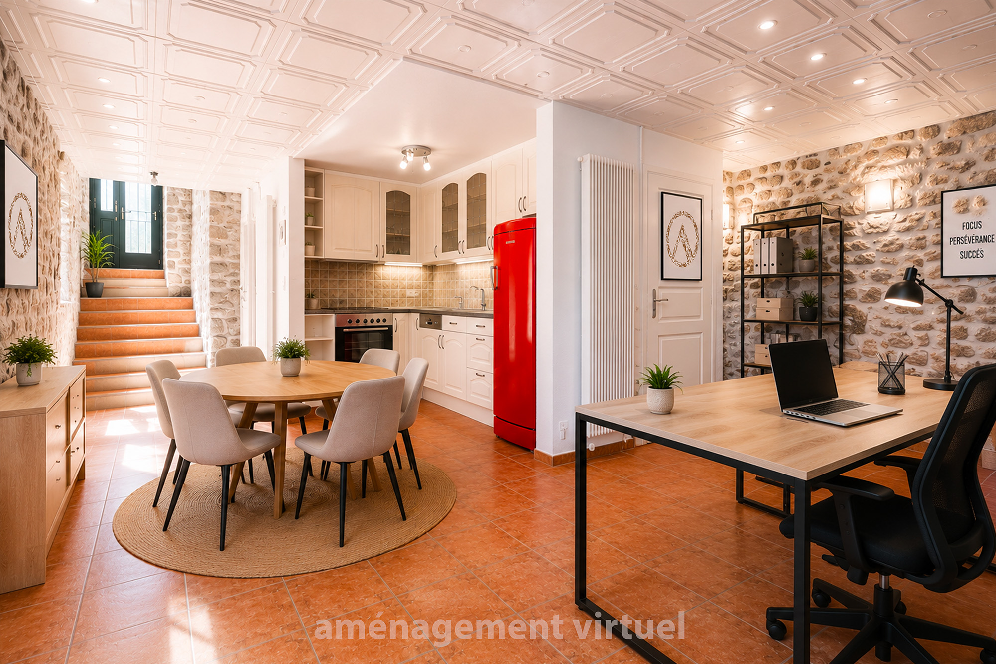logement indépendant au rez inférieur remeublé virtuellement