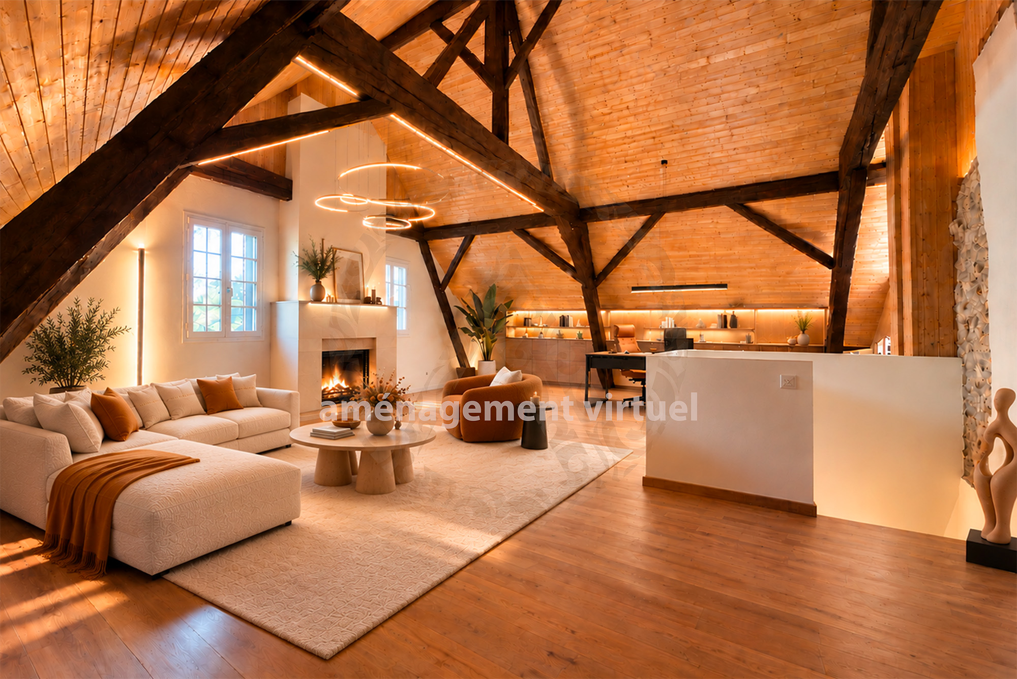 Moudon salon combles 2 remeublé AO La Gardienne du bourg – maison de 2 appartements indépendants