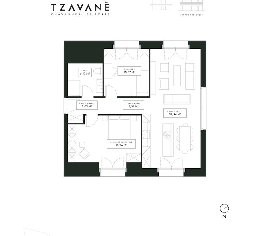 APPARTEMENT NEUF DE 3,5 PIÈCES au 3ème étage, baigné de lumière